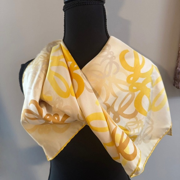 Loewe Accessories - Loewe Yellow and Cream Silk Scarf